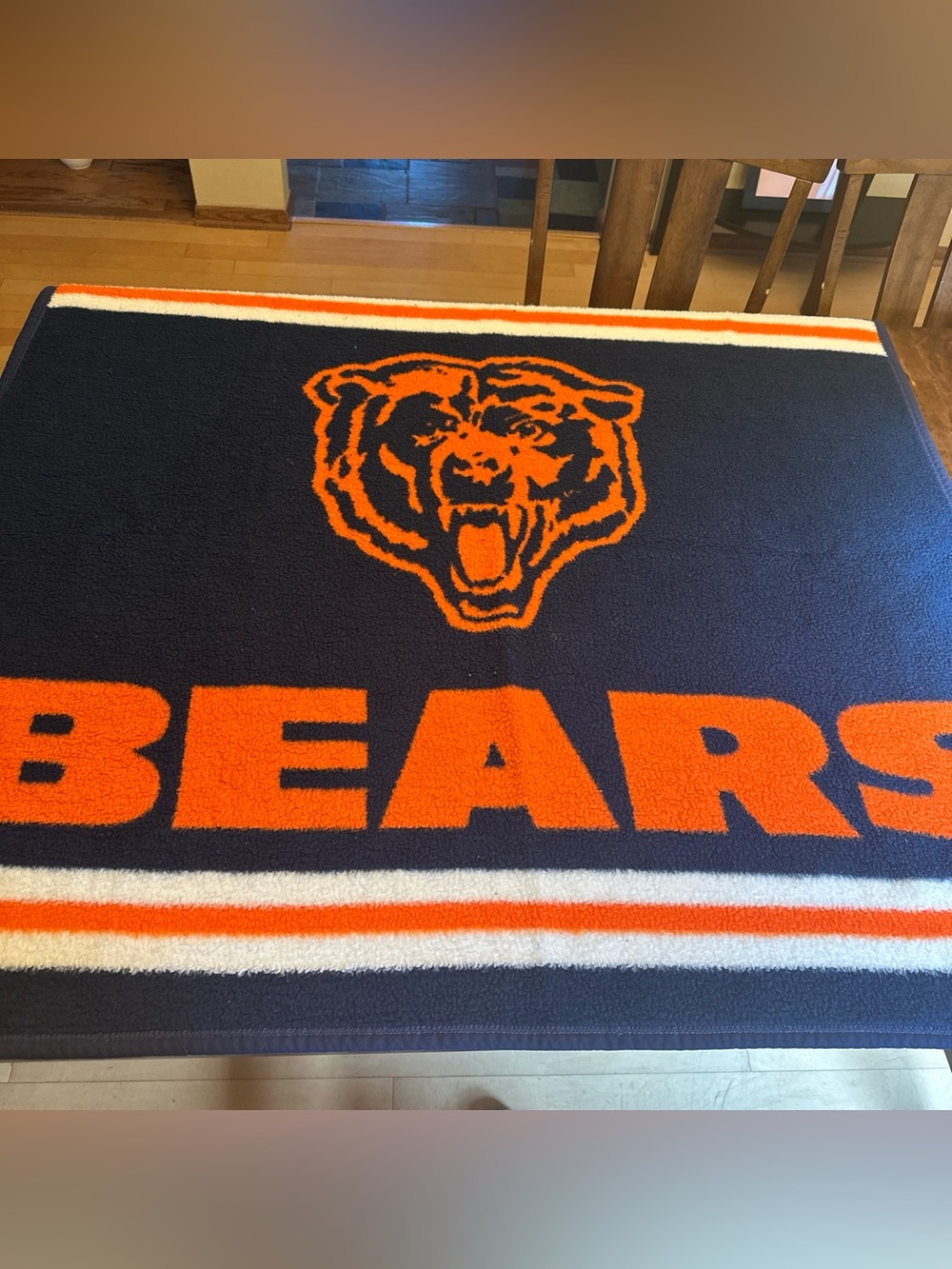 Vtg Biederlack Chicago Bears Fleece Blanket Stadium 51x45 Fair Condition